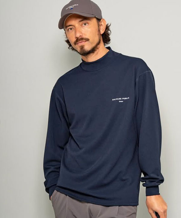 サルベージパブリックコレパ　モックネックシャツ　サイズL サルベージパブリックコレパ］ハク ニット モックネック Tシャツ